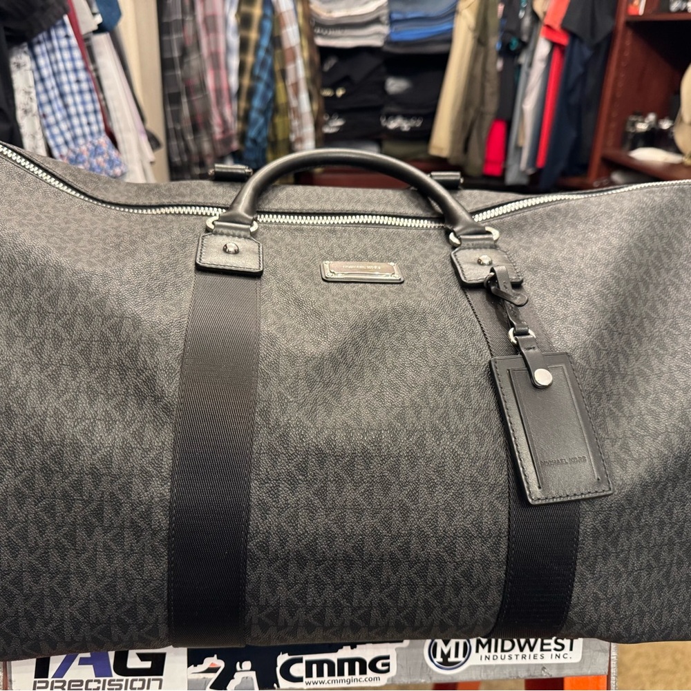 Michael Kors Black Duffel Bag with Leather Trim